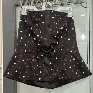 White House, Black Market strapless, pleated top in pink, white and black, 12